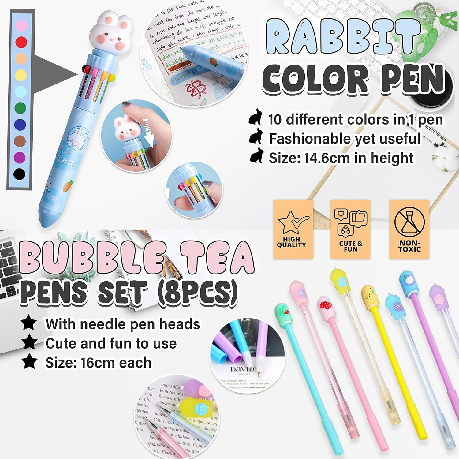 Primo Lines 61 Piece Kawaii Stationary Set, Bubble Tea Pencil Case