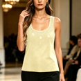 thumbnail image 5 of Wooowa Women's Tank Tops Round Neck Rhinestone Decor Sleeveless Thick Strap Summer Sparkle Skinny Shirt Top, 5 of 6