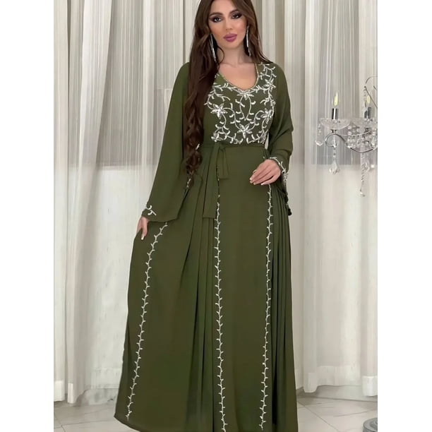 Abaya musulmana Eid para mujer, Vestidos de fiesta de carnaval, Jalabiya, Ramadán, Kaftan, Islam, Marruecos, Dubai, Abayas, túnica larga árabe