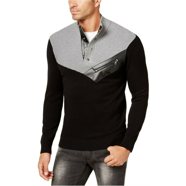 Leather trim sweater hotsell