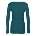 thumbnail image 4 of TQWQT Long Sleeve Tops for Women Ribbed Knit Scoop Neck Slim Fit T-Shirt Basic Solid Skims Tops Casual Going Out Top Fall Fashion Clothing Dark Green M, 4 of 4