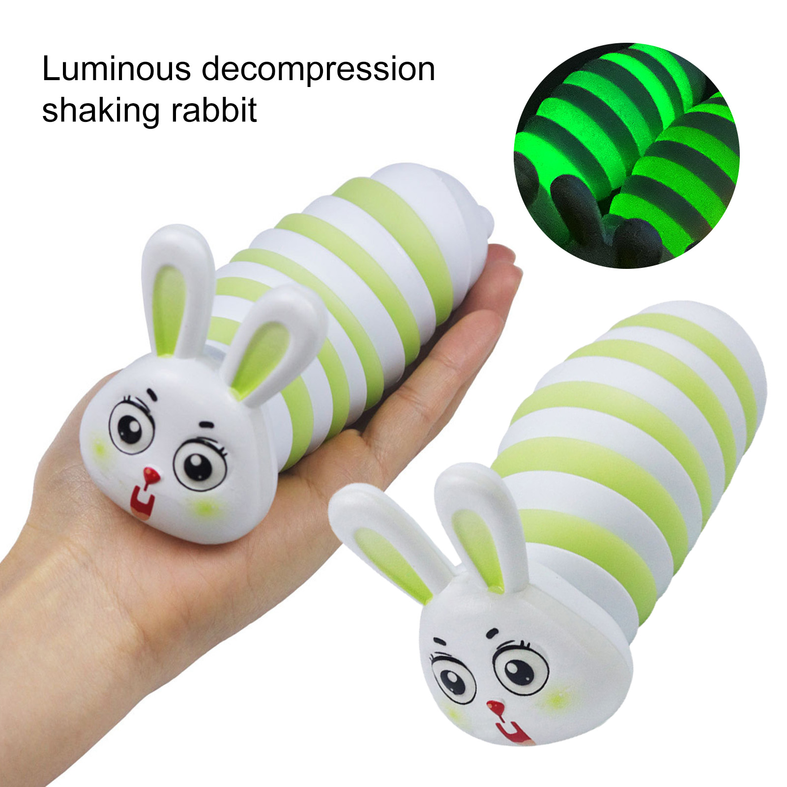 Squeeze Fidget Toy Glow in Dark Funny Realistic Caterpillar Body Articulated Stim Toys Anti-stress Flexible Cartoon Bunny Slug Fidget Sensory Toy Children Gift - image 4 of 10