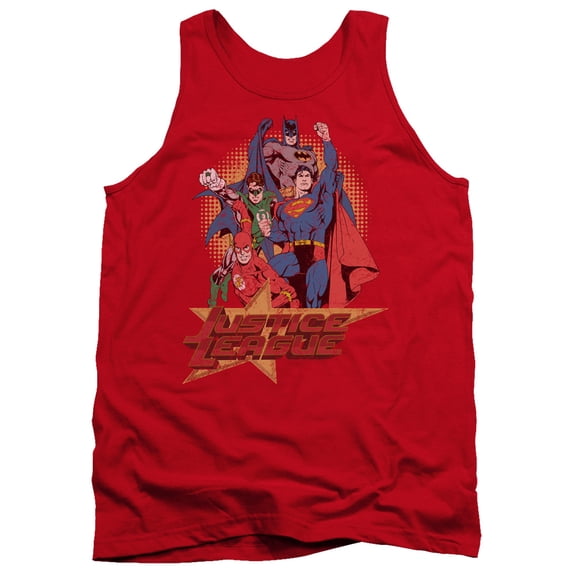 JLA Justice League Raise Your Fist Adult Tank Top Red