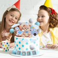 thumbnail image 2 of Decoraci&oacute;n de pastel de oso azul, bolas de perlas blancas, decoraci&oacute;n de tartas para fiestas de cumplea&ntilde;os, 2 of 7