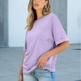 thumbnail image 3 of fatyb Women's Tshirts with Pocket Casual Crew Neck Solid Color Tee Short Sleeve Womens Summer Loose Tops, 3 of 7