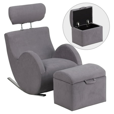 Red Chair With Ottoman Flash Furniture HERCULES Series Fabric Rocking Chair with Storage Ottoman, Multiple Colors ()