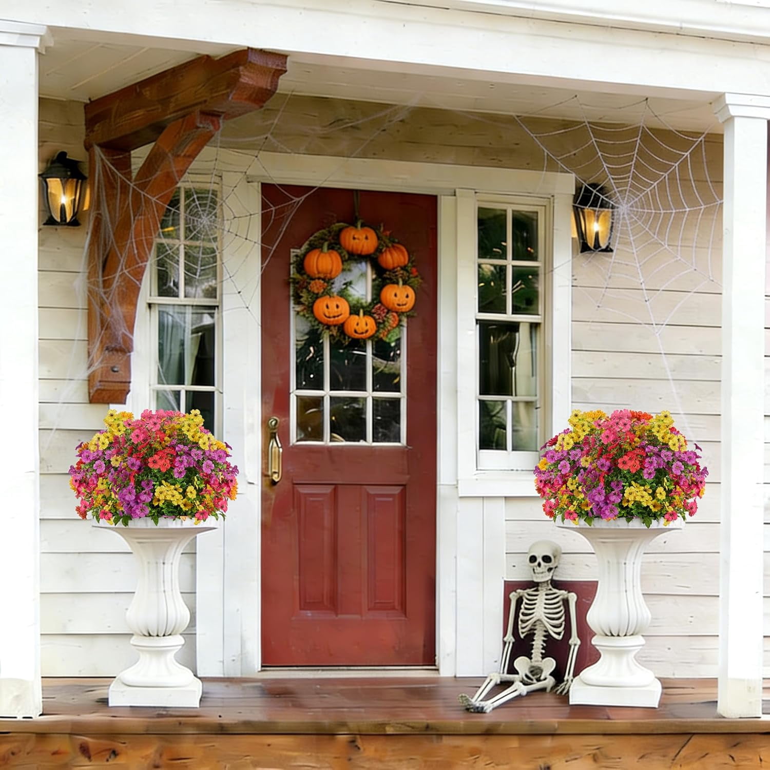 InnoGear Artificial Flowers for Outdoors, 12 Bundles UV Resistant Fake Silk Flowers for Outside Faux Spring Summer Decor Flower for Outdoor Indoor Garden Home Decoration Porch Patio (Mixed 4 Colors)