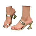 thumbnail image 3 of Wovix Slippers For Women Band Thong High Heel Open Toe Walking Sandals Casual Non- Platform Shoes Indoor Outdoor Shoes Gold 37, 3 of 9