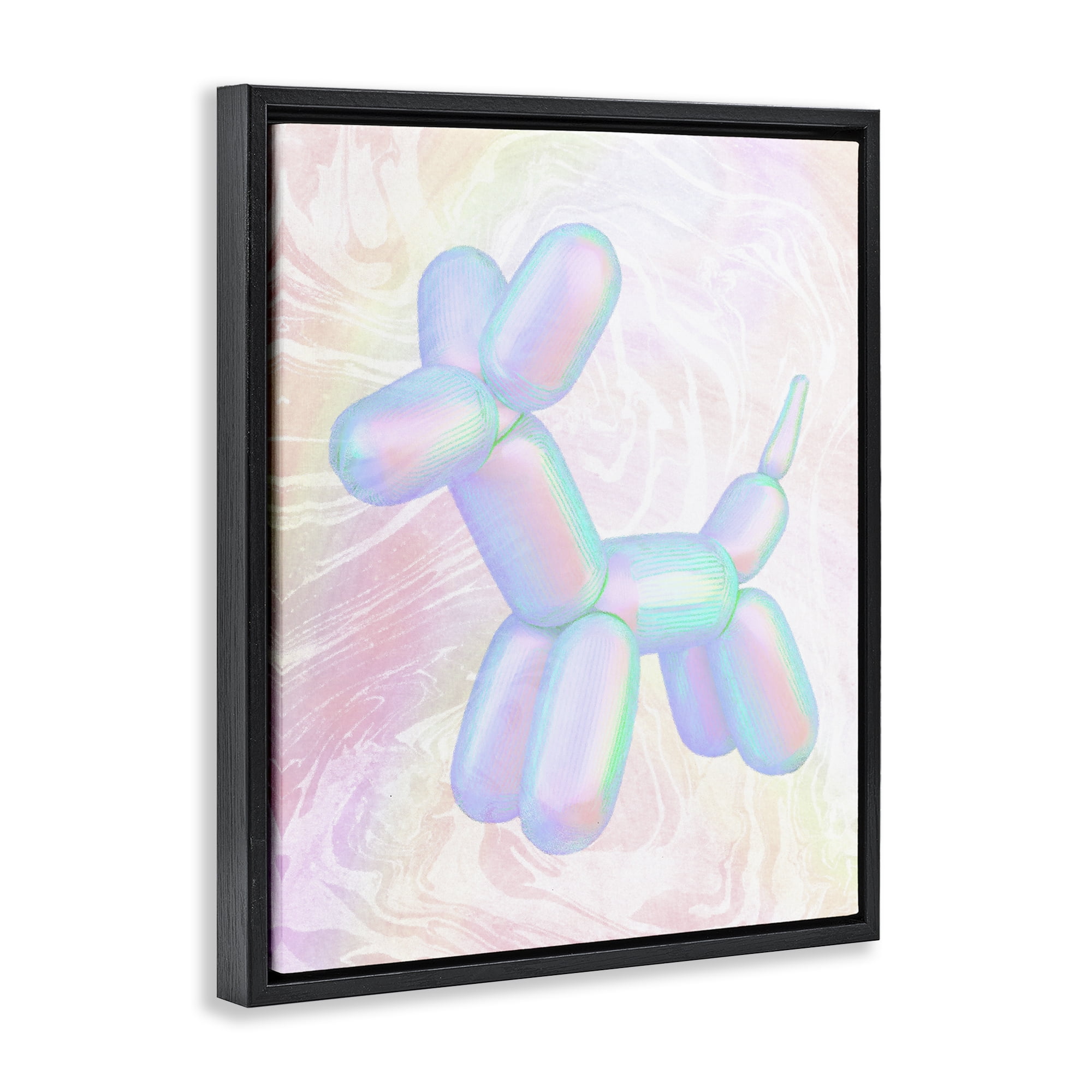 Stupell Industries Pastel Balloon Animal Abstract Painting Black Floater Framed Canvas Art Print Wall Art, 25 x 31