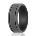 thumbnail image 2 of Alianza de boda de silicona - Colección Duo 2 líneas finas - Negro-Gris de ROQ para hombre - Anillo de 8 mm, 2 of 2