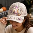 thumbnail image 6 of GrmtClth Cute Halloween Decor Baseball Hat Printed Costume Cap Adjustable Cream Fashion Accessory Holiday Photo Prop Trucker Cap for Adults, 6 of 8