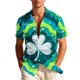 thumbnail image 2 of Blusa y camisa hawaiana de manga corta con cuello vuelto para hombre, camisa unisex de verano para playa, informal, de manga corta, con botones, ropa estampada para el Día de San Patricio, blusa para, 2 of 8
