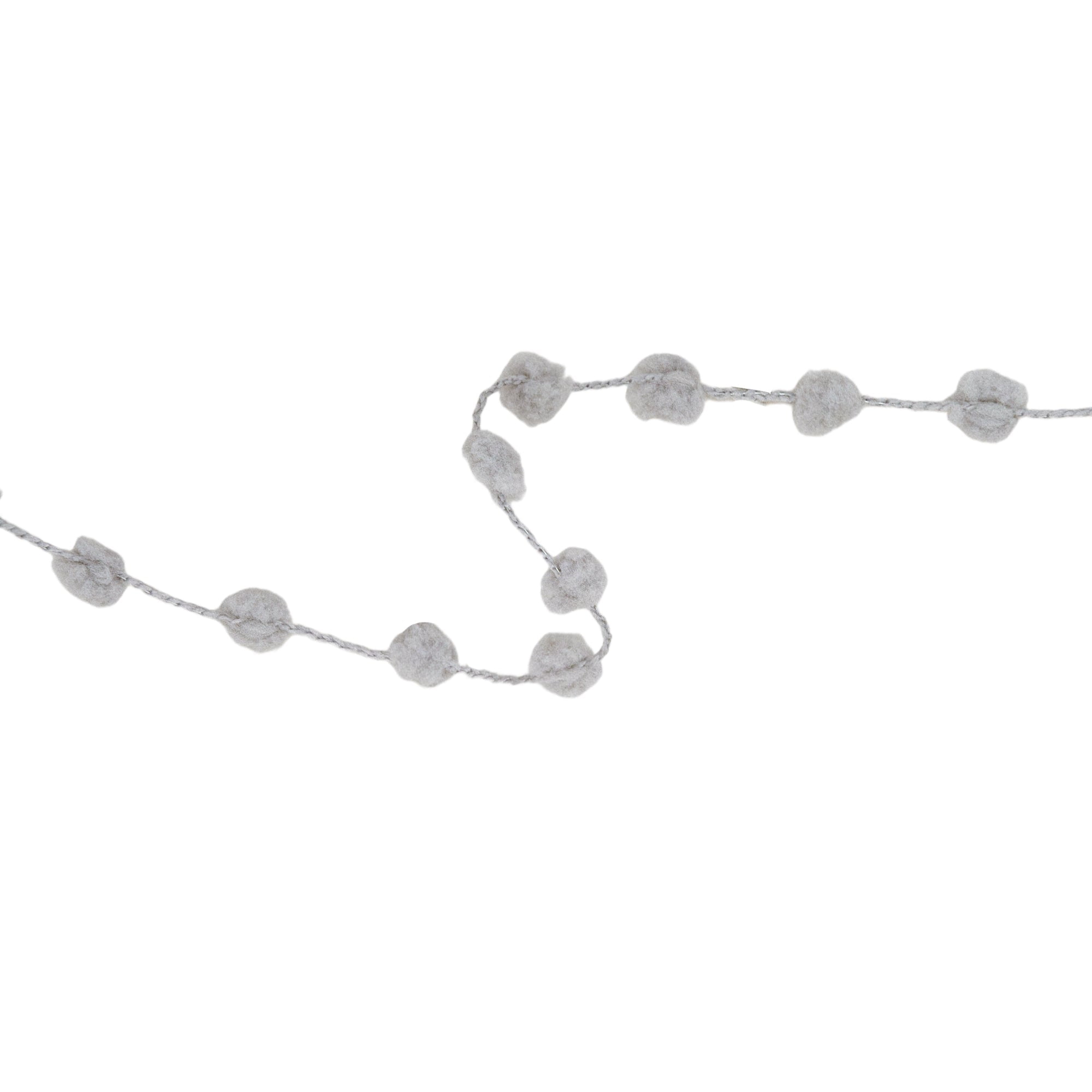 LaRibbons 8mm Wired Pom Pom, Gray, 25 Yard Roll