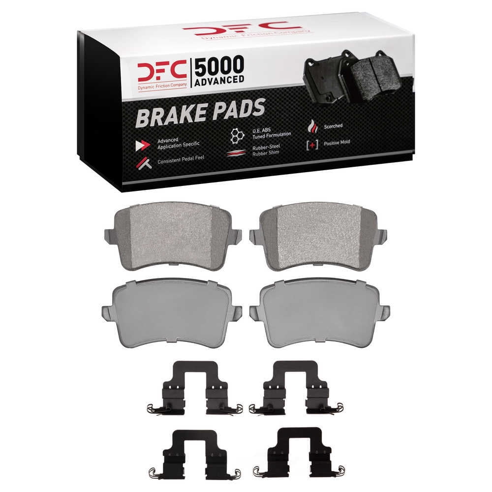 Dynamic Friction Company 1551-1386-01 DFC 5000 Advanced Brake Pads - Low Metallic and Hardware Kit