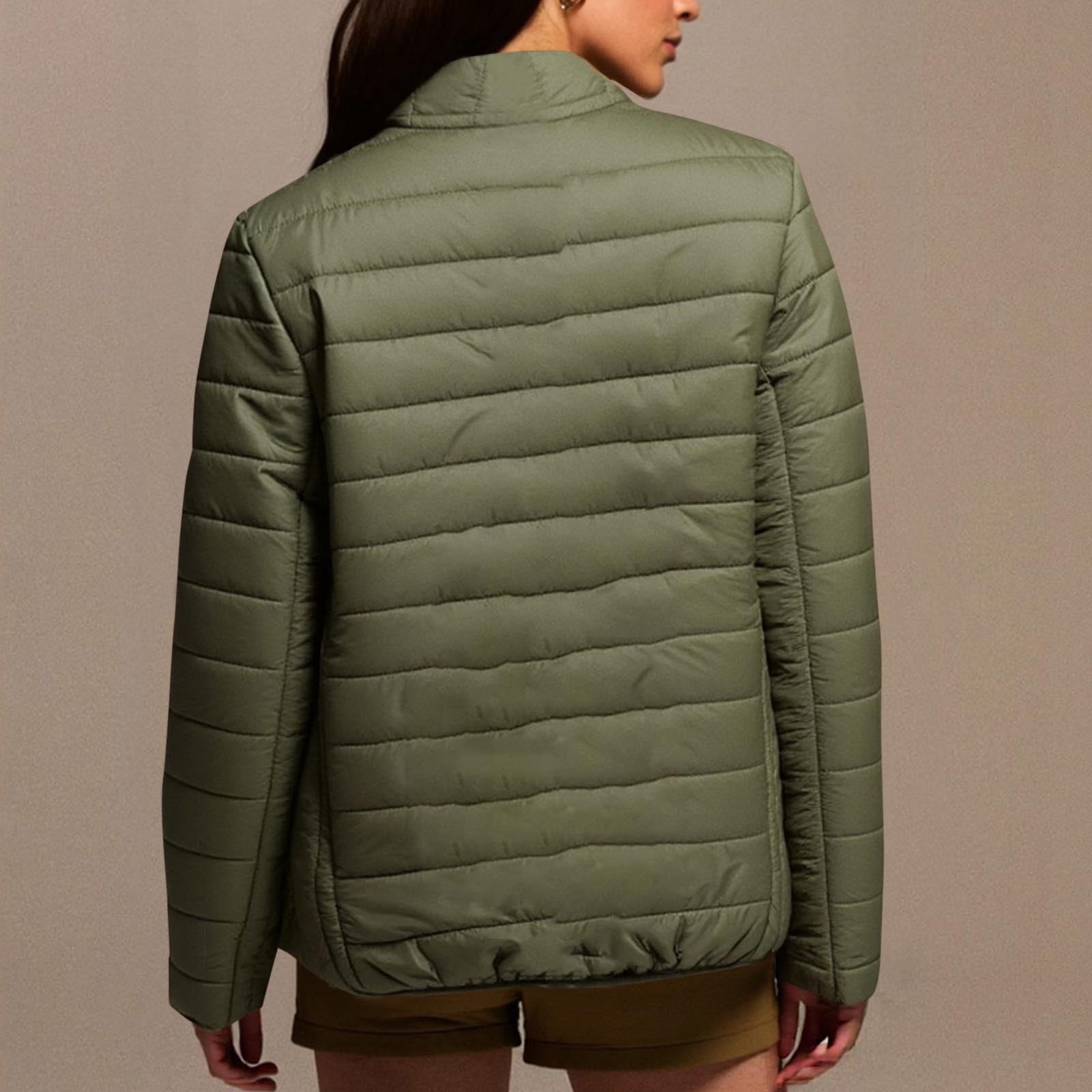 Women's Puffer Jackets Quilted Packable Puffy Coats Lightweight Winter Warm Zip Up Down Jacket Stand Collar