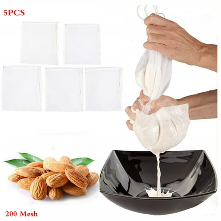 

Kitchen Decor 5 Pcs Nut Milk Bag Fine Mesh Nylon Cheesecloth Cold Brew Coffee Filter 200 Mesh Kitchen Gadgets