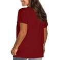 thumbnail image 2 of Red Women's Short Sleeve T-shirt, Women'S Casual Solid Color Cotton Tops Round Neck Short Sleeve Tops Shirts Loose Shirts T Shirts Casual Loose Tops,Women's Short sleeve T-shirt XXL, 2 of 8