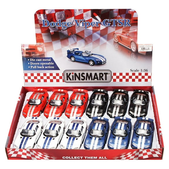Dodge Viper GTS-R Diecast Car Package - Box of 12 1/36 scale Diecast Model Cars, Assorted Colors