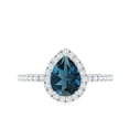 thumbnail image 4 of Rosec Jewels London Blue Topaz Teardrop Engagement Ring with Halo - Natural Blue Topaz Diamond Ring for Women, 925 Sterling Silver, US 4.00, 4 of 8