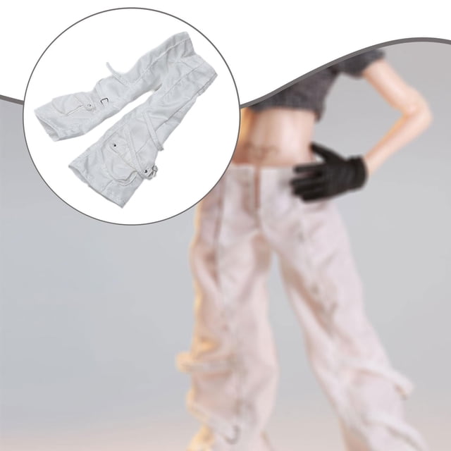 Figura de acción femenina a escala 1/12, ropa de vestir, durabilidad superior, fácil de usar, accesorios, ropa de muñeca, moda, accesorio fotográfico Pantalón cargo blanco