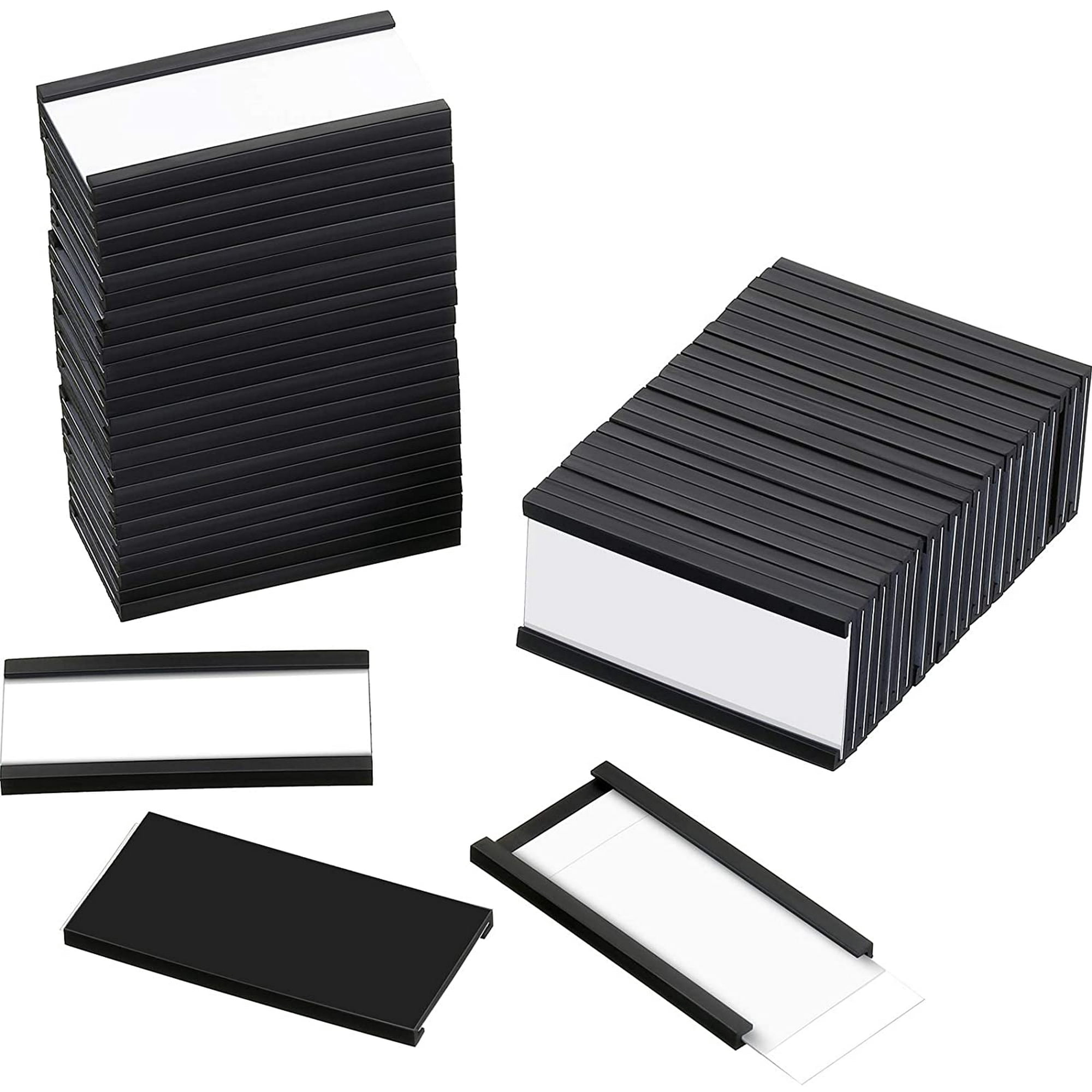 Magnetic Data Card Holders Magnetic Labels with Magnets and Cards for Metal Shelving, Metal Racks, Metal Mailboxes 1 x 2 Inch (50 Packs)