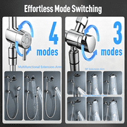 JoyRain High Pressure 8” Overhead Shower & 4.5” 8-Mode Handheld Combo with 90° Extension Arm, Adjustable Height, Chrome