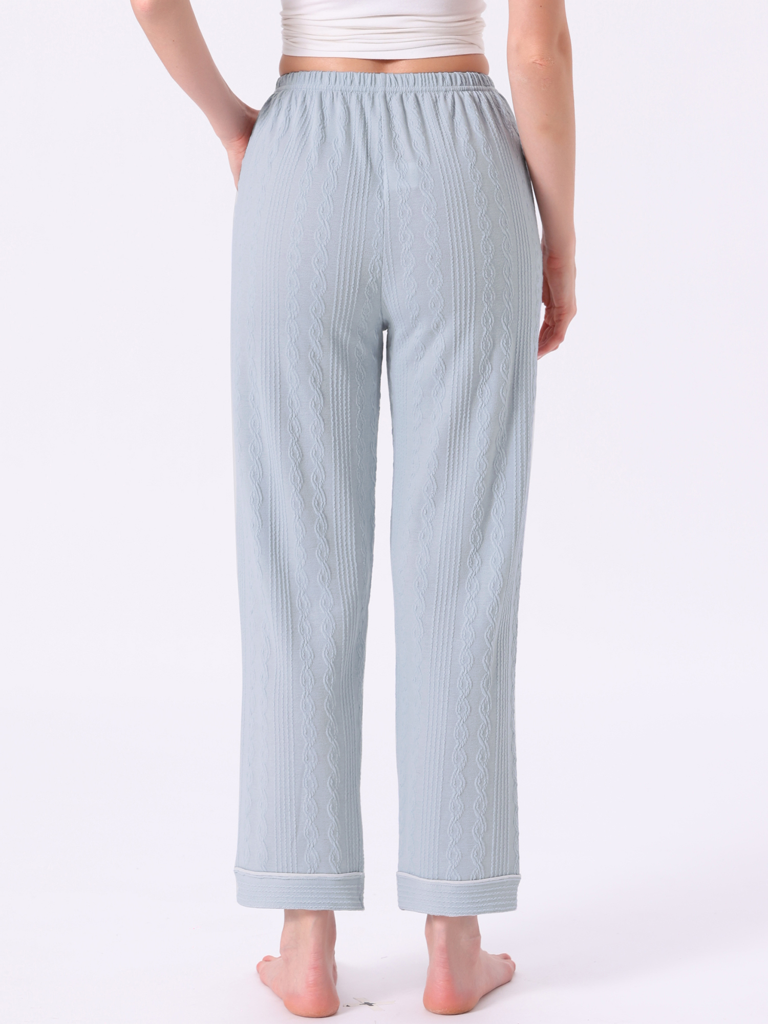 DARING DIVA Women's Cotton Knit Ribbed Elastic Waist Loungewear S Blue