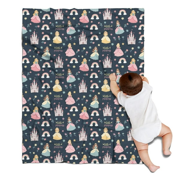 Little Princess Castle Pattern Blanket,Comfortable Soft Flannel Throw Blanket,All Season,Warm Lightweight Blankets for Sofa Bed Couch Living Room Chair,30"x40"