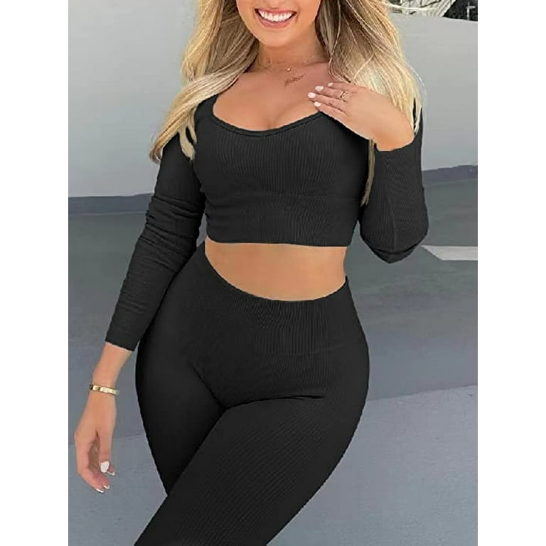 Crop Top and High Waisted Leggings Set