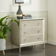 thumbnail image 3 of DecMode 32" x 32" Beige Wooden Upholstered Front Panel 3 Drawer Chest with Mirrored Top and Ring Handles, 1-Piece, 3 of 14