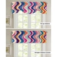 thumbnail image 4 of Tie Up Valance Curtain for Kitchen,Abstract Gradient Colorful Wave Texture Rod Pocket Short Curtains Adjustable Tie-Up Shade Valances,Striped Background Window Treatment for Bathroom Living Room, 4 of 8