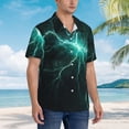 thumbnail image 2 of Lsque Green Lightning Flash pattern Hawaiian Shirt for Men, Unisex Summer Beach Casual Short Sleeve Button Down Shirts-Medium, 2 of 9