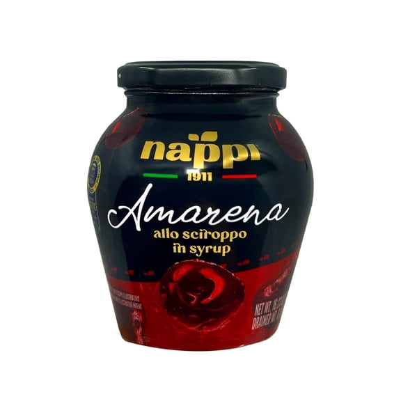 Nappi 1911 Amarena Cherries, 16.23 oz (460g), Cocktail Cherries, Amarena Golden in Syrup