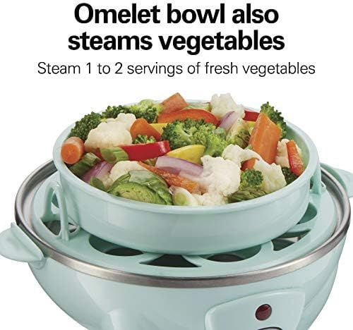 3-in-1 Electric Egg Cooker for Hard Boiled Eggs, Poacher Eggs, Omelet Maker & Vegetable Steamer, Holds 7, Mint (25504)
