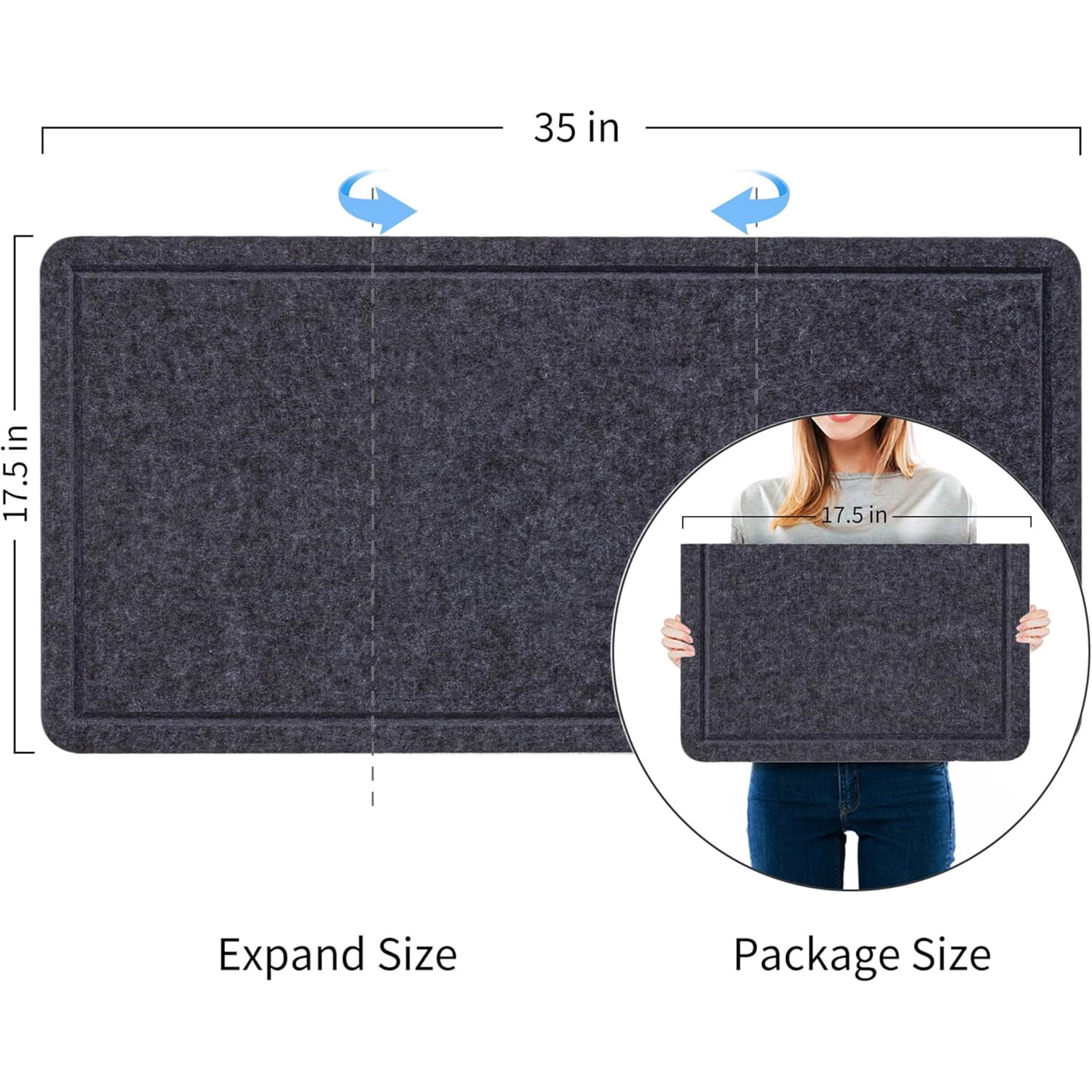 Bulletin Board, 35 x 17 1/2 inches Felt Board - Decorative Pin Board, Cork Board Alternative for Wall, Foldable Picture Board Self-Adhesive Vision Board Prayer Board with 20 Pushpins Dark Gray