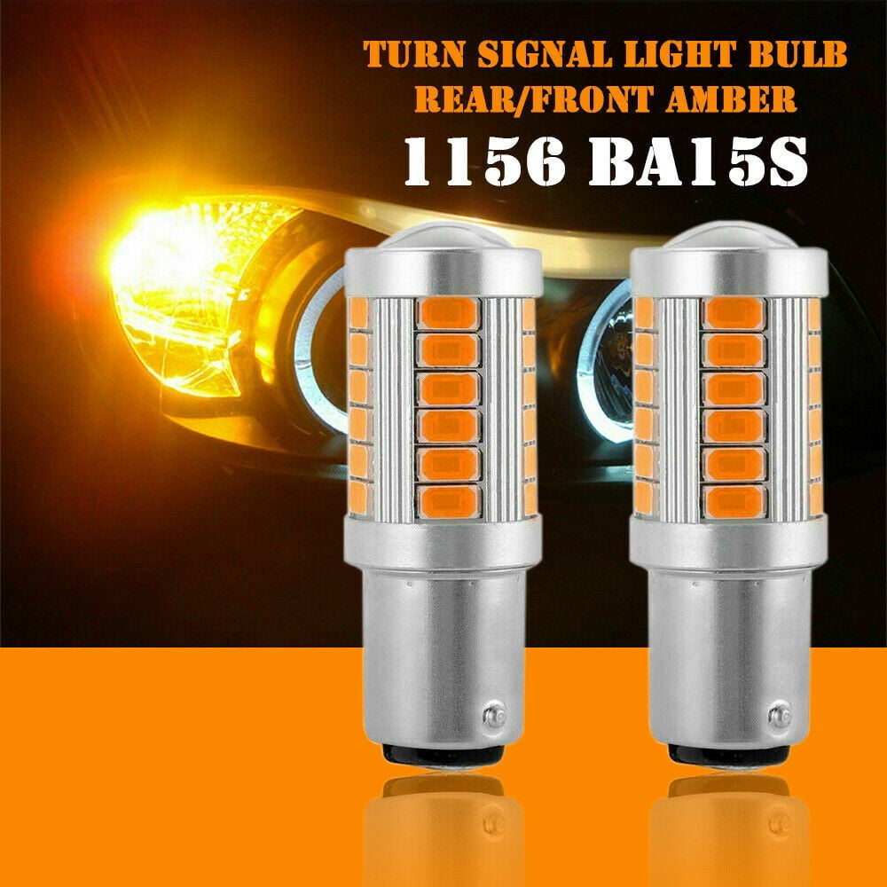 LQQDP 2x 1156/Ba15s Amber/Yellow LED Bulbs For Front Rear Turn Signal/Parking/Side Marker/Daytime Running DC 12V 33x 5630 SMD 