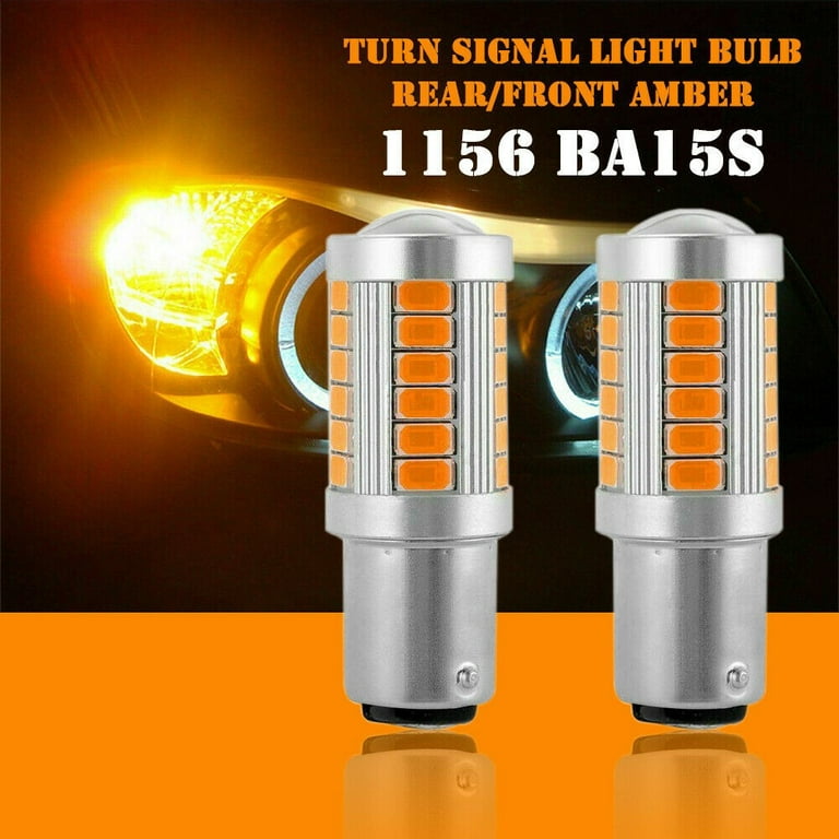 2X 1156 LED Amber Yellow Turn Signal Blinker High Power Light Bulbs 