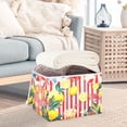 thumbnail image 3 of Yayeee Collapsible Cube Storage Bin with Lid Fabric Closet Decorative Basket with Handles, Red Striped Lemon, 3 of 7