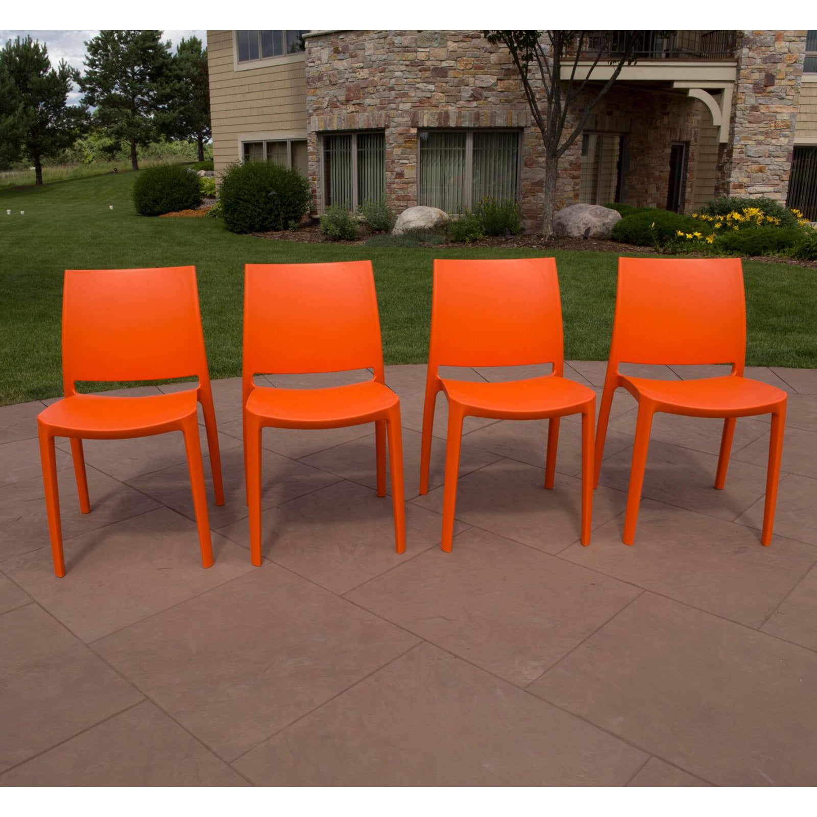 Strata Furniture Sensilla All Season Resin Patio Dining Chair Set of