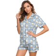 thumbnail image 7 of KLHDSF Womens 2 Piece Pajama Set Short Sleeve Top and Shorts Casual Summer Floral Loungewear Light Blue M, 7 of 7