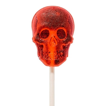 Sparko Sweets Scarlet Sugar Skull Lollipops, Cherry, 24 Count, Spooky Halloween Candy for Trick-or-Treat, Day of the Dead, Party Favors, Scary Edible Decorations, and Festive Treats