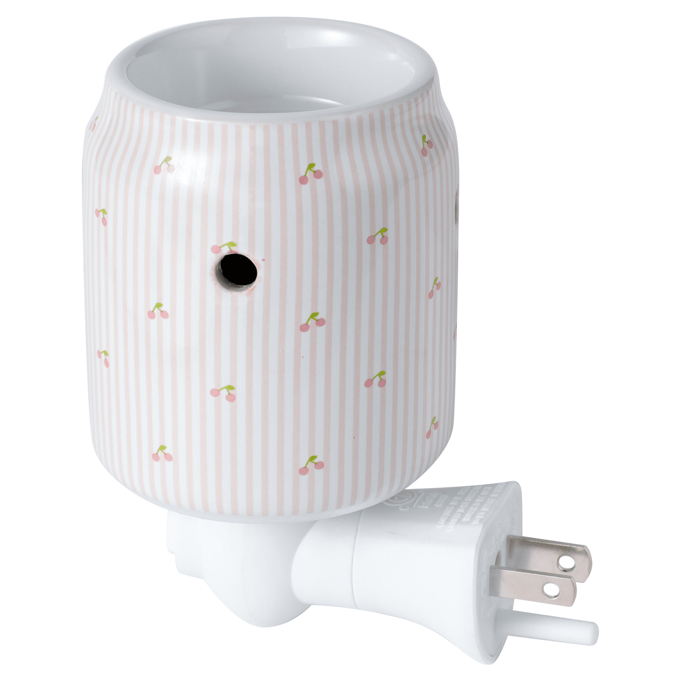 Mainstays Plug-in Wax Melt Warmer with LED Light in Striped Cherry Soda Can Design
