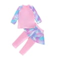 thumbnail image 3 of Emy Dola Girls Long Sleeve Swimsuits Skirt Toddler 2-Pieces Rash Guard Set Sun Protection UV 50+ Mermaid Bathing Suit Swimwear, 3 of 7