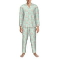 thumbnail image 3 of Honeii Flora Daisy Cactus Pattern Mens Pajamas Set,2pcs Men's Lounge Long Sleeve Sleep Shirt and Pajama Bottoms Sleepwear Set,Mens Pjs Sets-XX-Large, 3 of 7