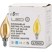 FLSNT CA11 E12 LED Chandelier Light Bulbs 40W Equivalent,Dimmable Candelabra Bulbs,4.5W,2200K Warm White,330LM,CRI80,Amber Glass Finishing,6 Pack