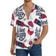 thumbnail image 1 of Balery Red Wine Glass Bottle Camisa Casual de Manga Corta con Botones para Hombre, Texturizada, Estilo Cubano, para Playa, Verano-Small, 1 of 5