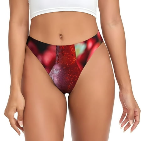 Rateoe Berry Infused Refreshment Pattern Seamless Women Underwear Thongs No Show Ladies Thong No Line Breathable Comfortable Panties Undies for Women-X-Small