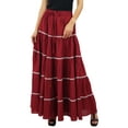 thumbnail image 2 of Bimba Womens Long Flaired Cotton Skirt Boho Maxi Bottoms Elastic Waist Indian Clothing, 2 of 4