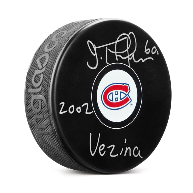 Jose Theodore Rondelle des Canadiens de Montréal Signée avec Note Vezina 2002