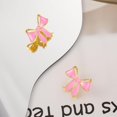 thumbnail image 3 of Fatay-T Gold Bow Earrings for Women Teen Pink Bowtie Dainty Long Tassel Drop Stud Trendy Statement Jewelry Gift, 3 of 14